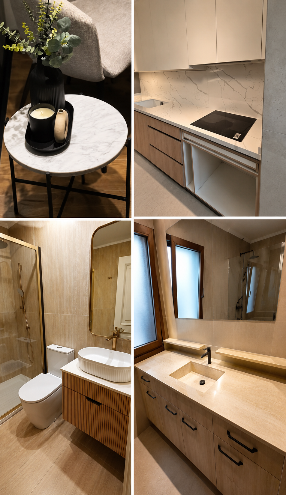 Cocinas y baños con cubiertas de mármol y cuarzo fabricadas a medida por Arte Mar en Santiago